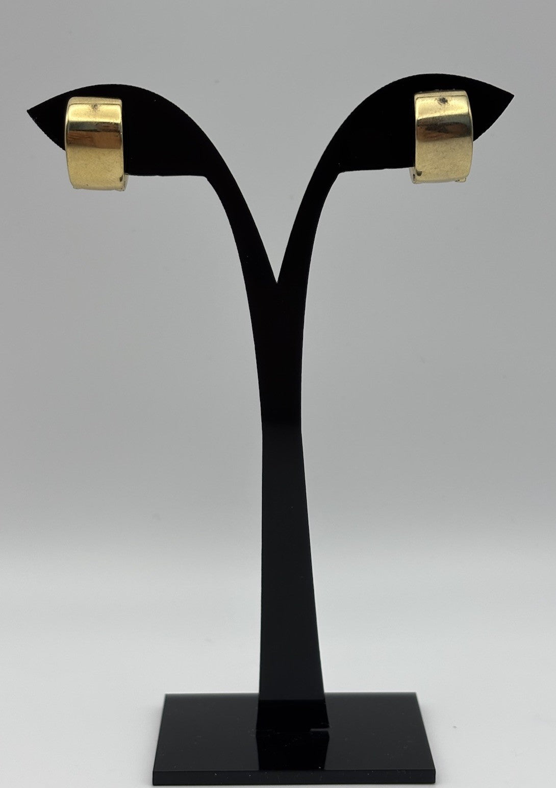 Vintage Monet Magnetic Earrings Gold Tone Inlay Geometric Clip On Signed