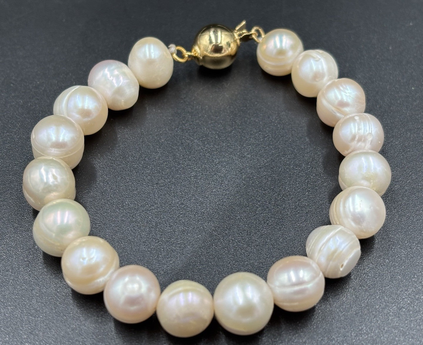 Freshwater Pearl Necklace Bracelet Set 10mm Pink Cream High Lustre