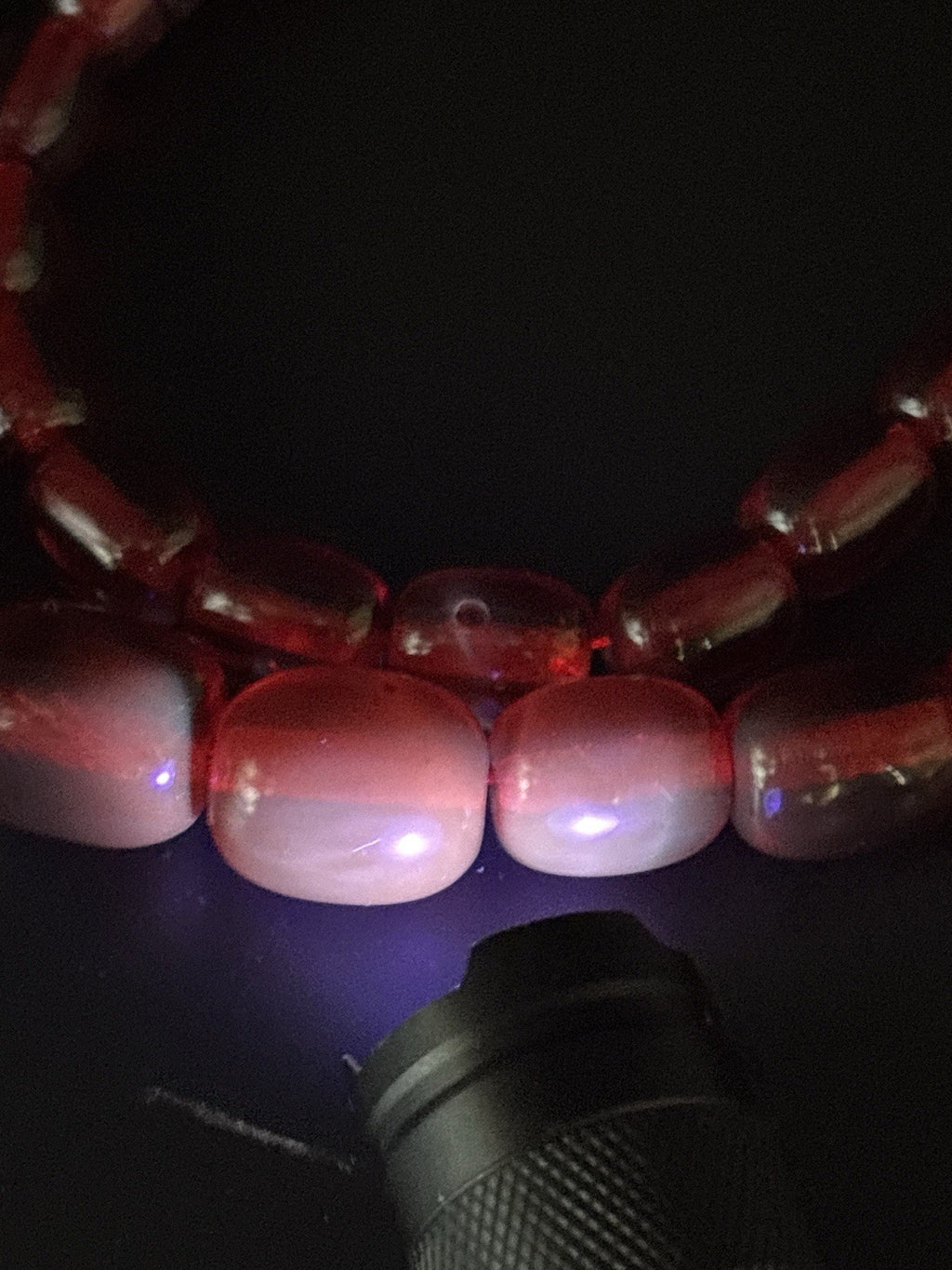 Vintage 1930s Cherry Amber Phenolic Necklace 132g Red Translucent Beads