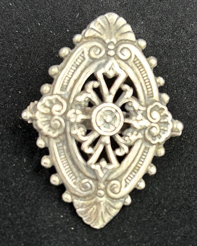 Vintage Agness Signed Silver Tone Brooch