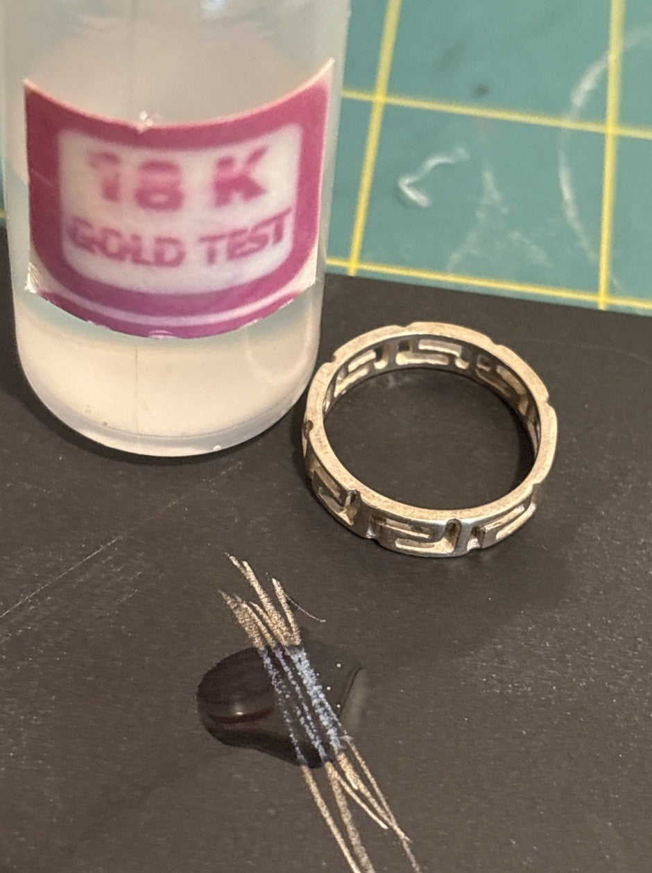 Vintage Sterling Silver Greek Key Band Ring Size Q 1/2