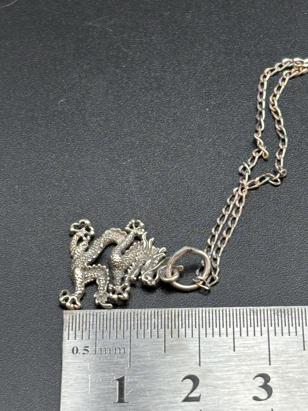 Vintage 800 Silver Dragon Pendant Necklace Sterling Silver 925 Chain