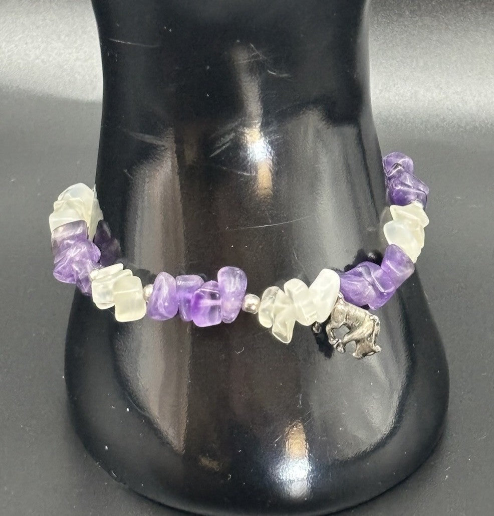 Pat 2008 Handmade Sterling Silver Amethyst Quartz Chip Bracelet