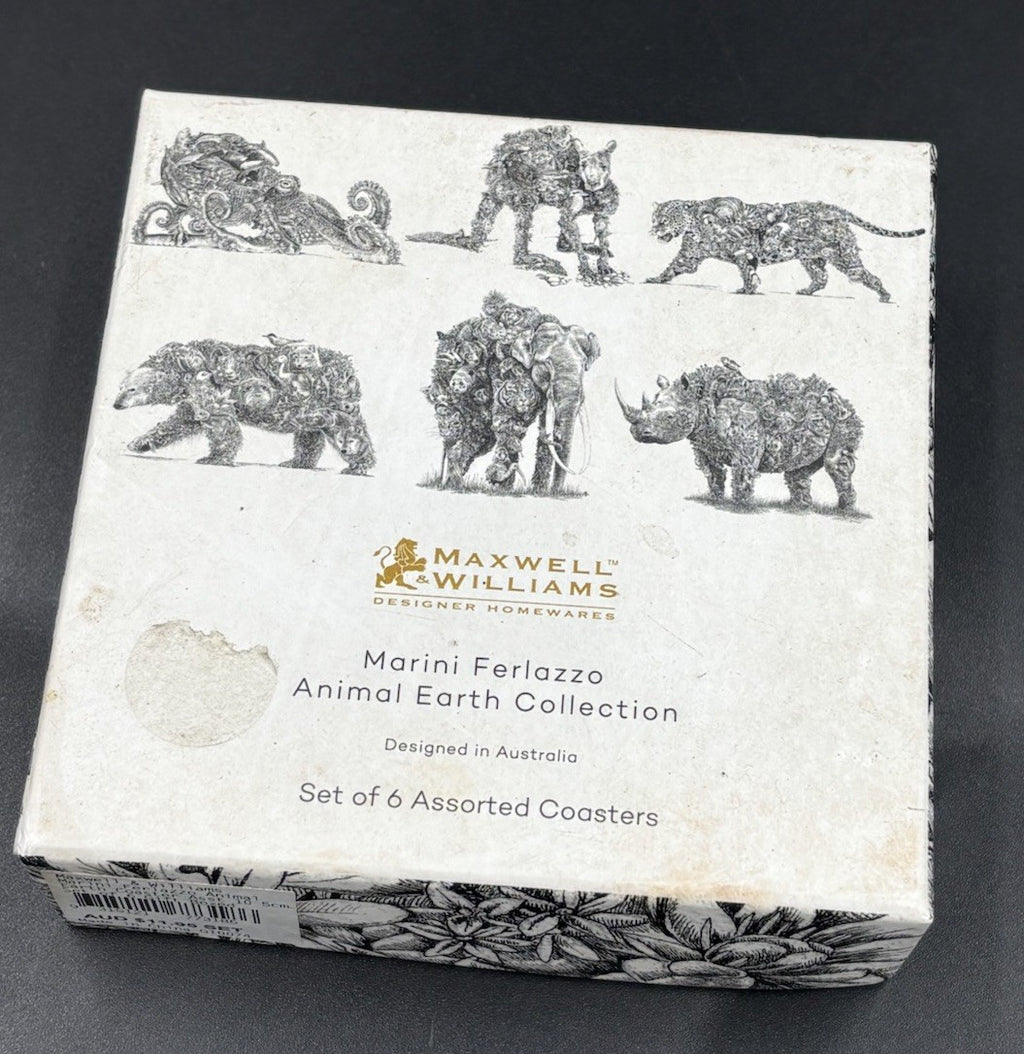 Maxwell & Williams Marini Ferlazzo Animal Earth Coasters Set 6 Boxed