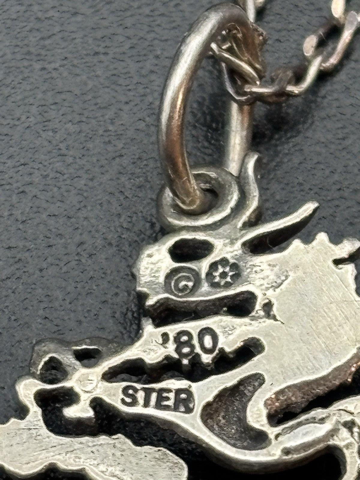 Vintage 800 Silver Dragon Pendant Necklace Sterling Silver 925 Chain