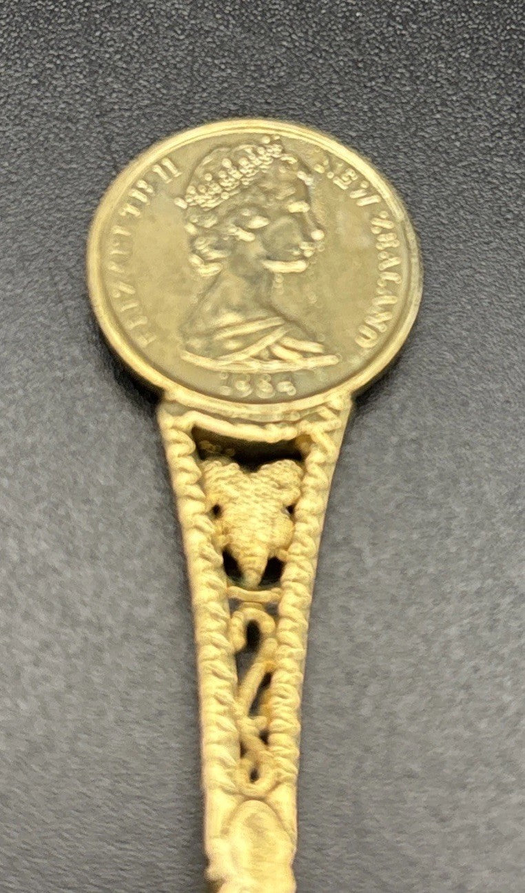 New Zealand 1990 Exhibition Coin Spoon Tui 1963 Penny Original Case