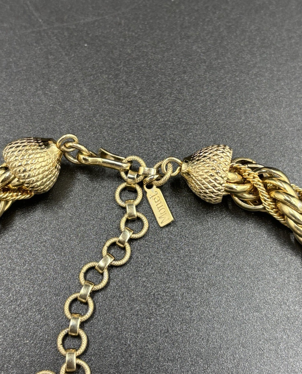 Vintage Monet Rope Twist Necklace 1980s Two Tone Gold Silver Choker