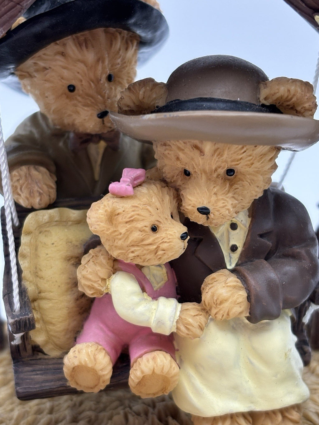 Avon Bear Figurine – Family on Swing with Roses & Wagon