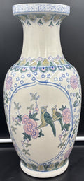 Chinese Jingdezhen Porcelain Vase Hand Painted Birds Peony Floral 42cm Large