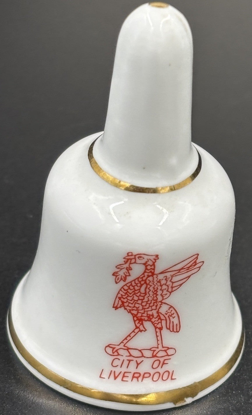 Vtg Fine Bone China Mid Century Porcelain Liverpool Service Bell White & Gold