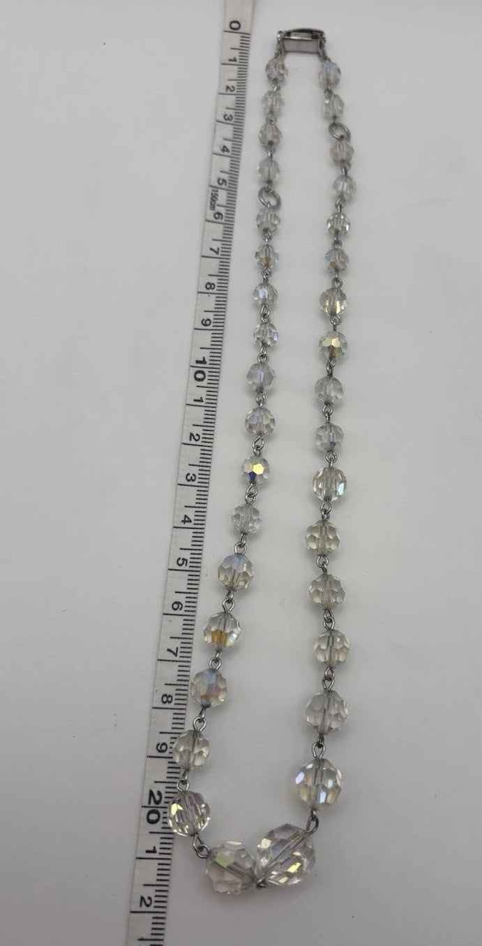 Vintage Aurora Borealis Crystal Parure Necklace Earrings Brooch Set 1950s
