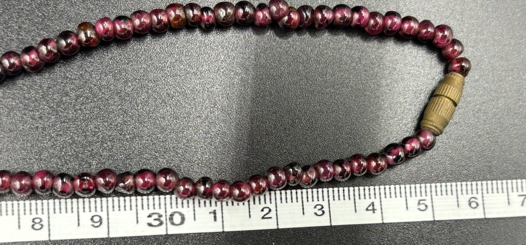 Vintage Natural Garnet Bead Necklace – Gold Tone Barrel Clasp
