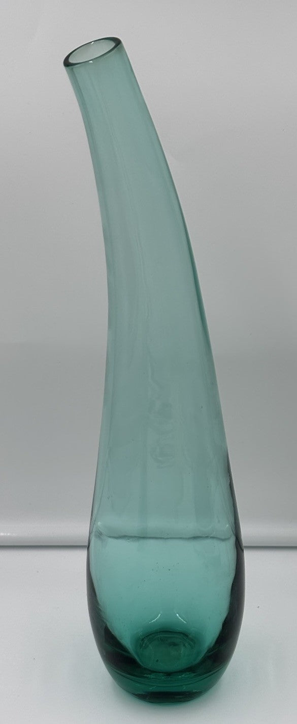 Mid Century Italian Empoli Art Glass Vase Aqua Teal Hand Blown *