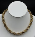 Vintage Monet Rope Twist Necklace 1980s Two Tone Gold Silver Choker