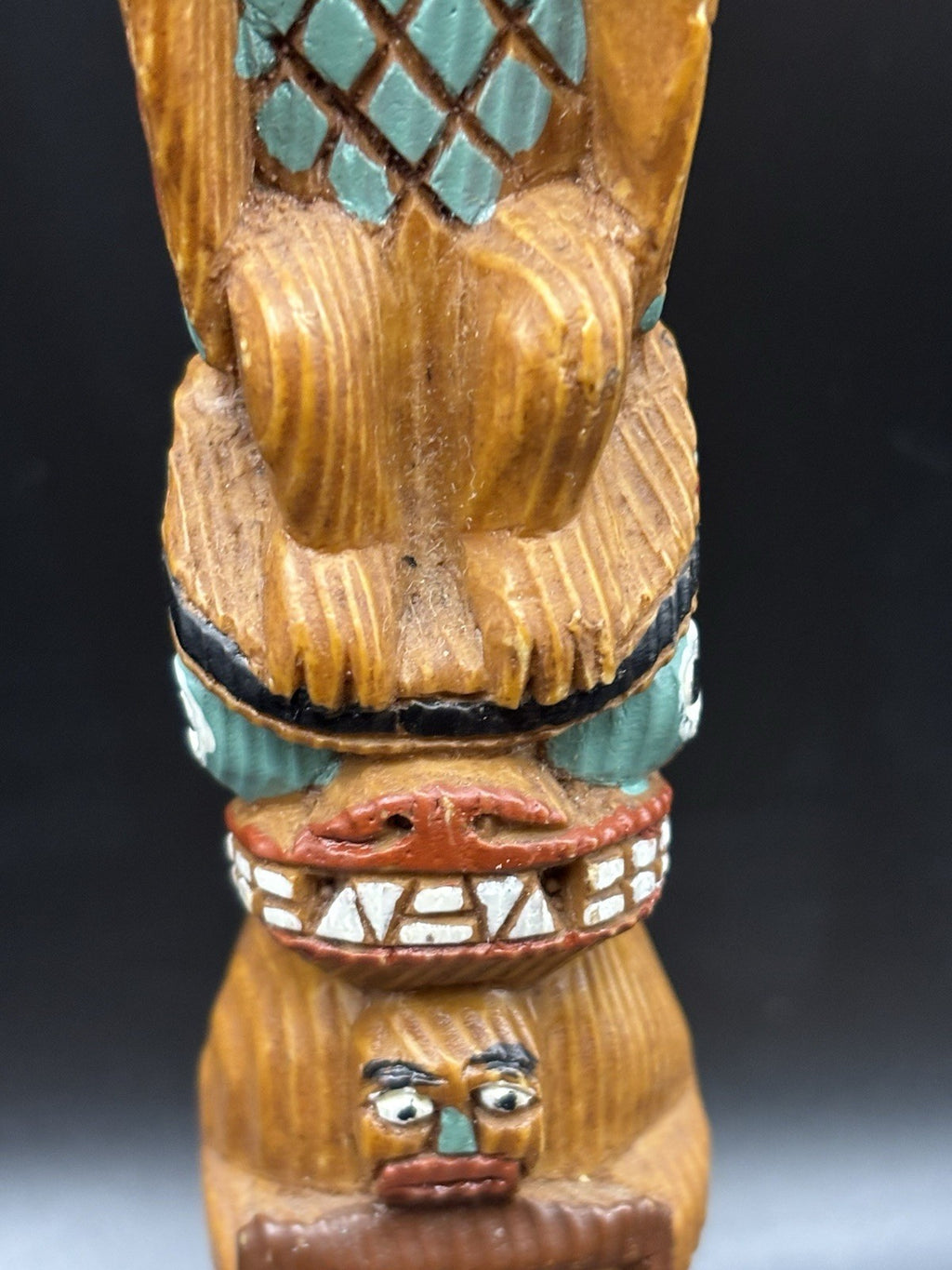 Hand Carved Wooden Tiki Totem Figure Hand Painted Tribal Folk Art Decor