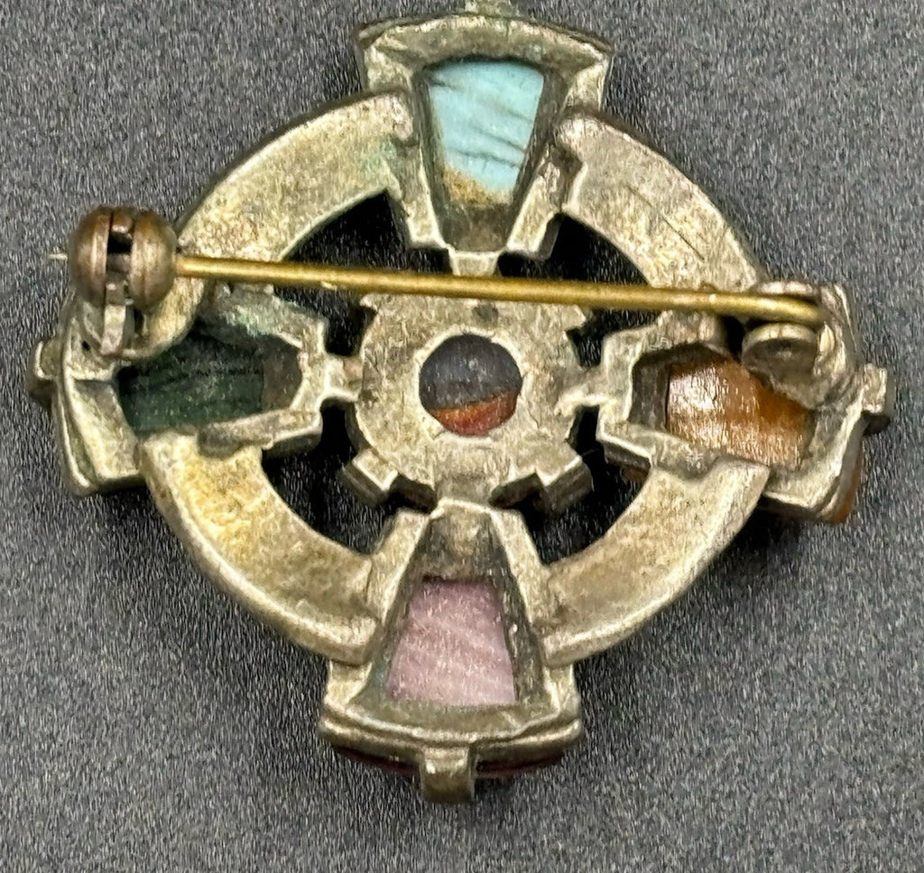 Vintage Miracle Celtic Scottish Stone Brooch Pin 1 1/4 inches.
