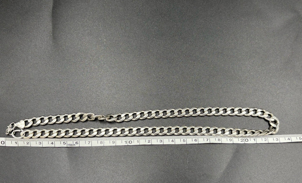 Vintage Italian Sterling Silver Curb Chain 7.1mm Necklace 51g Heavy 925 Italy