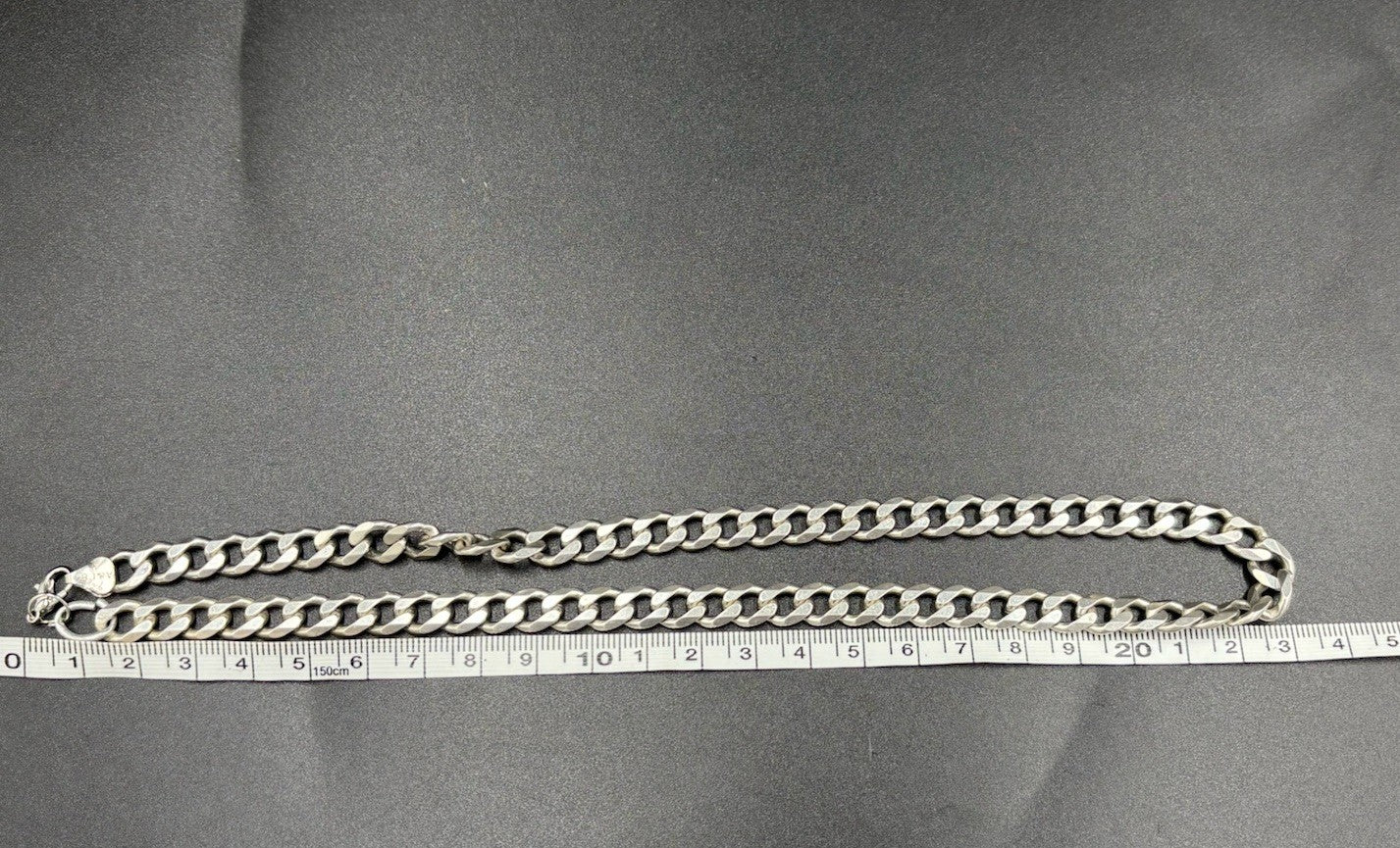 Vintage Italian Sterling Silver Curb Chain 7.1mm Necklace 51g Heavy 925 Italy