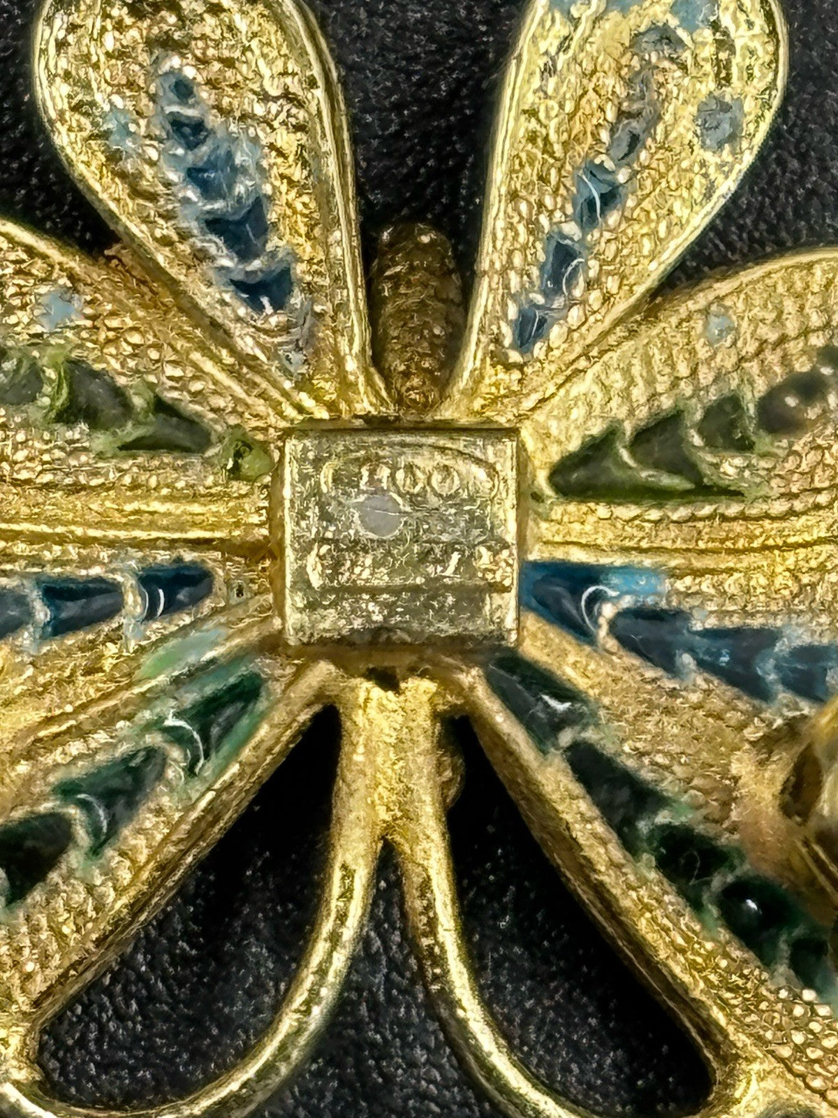 Vintage 800 Silver Enamel Butterfly Brooch Blue Green Vermeil