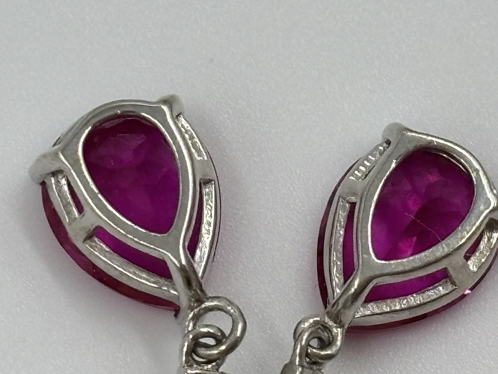 Pink Sapphire Earrings Sterling Silver Pear Cut Drop Dangle Fine Jewelry