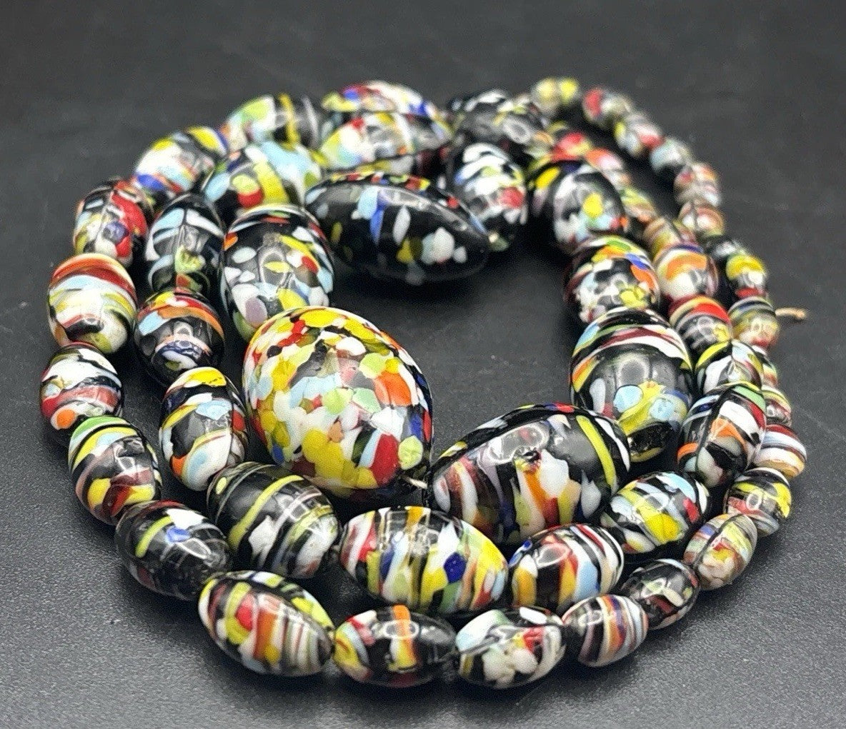 Vintage Murano Style Art Glass Confetti Bead Statement Necklace