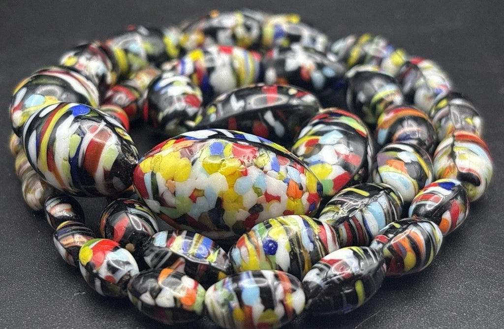 Vintage Murano Style Art Glass Confetti Bead Statement Necklace