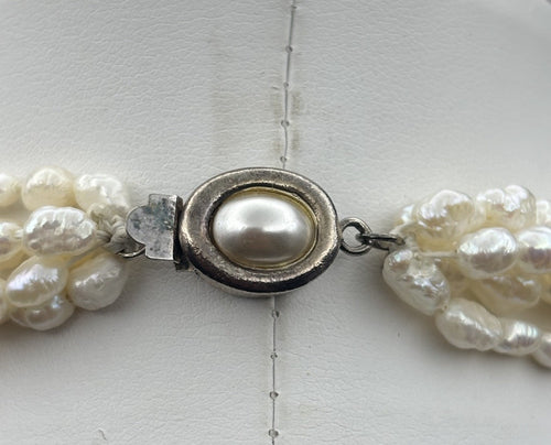Elegant Vintage Cultured Freshwater Pearl 5 Strand Necklace