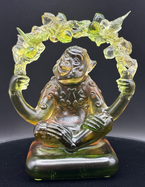 Feng Shui Tittot Liuli Crystal Glass Year of the Monkey Figurine Signed
