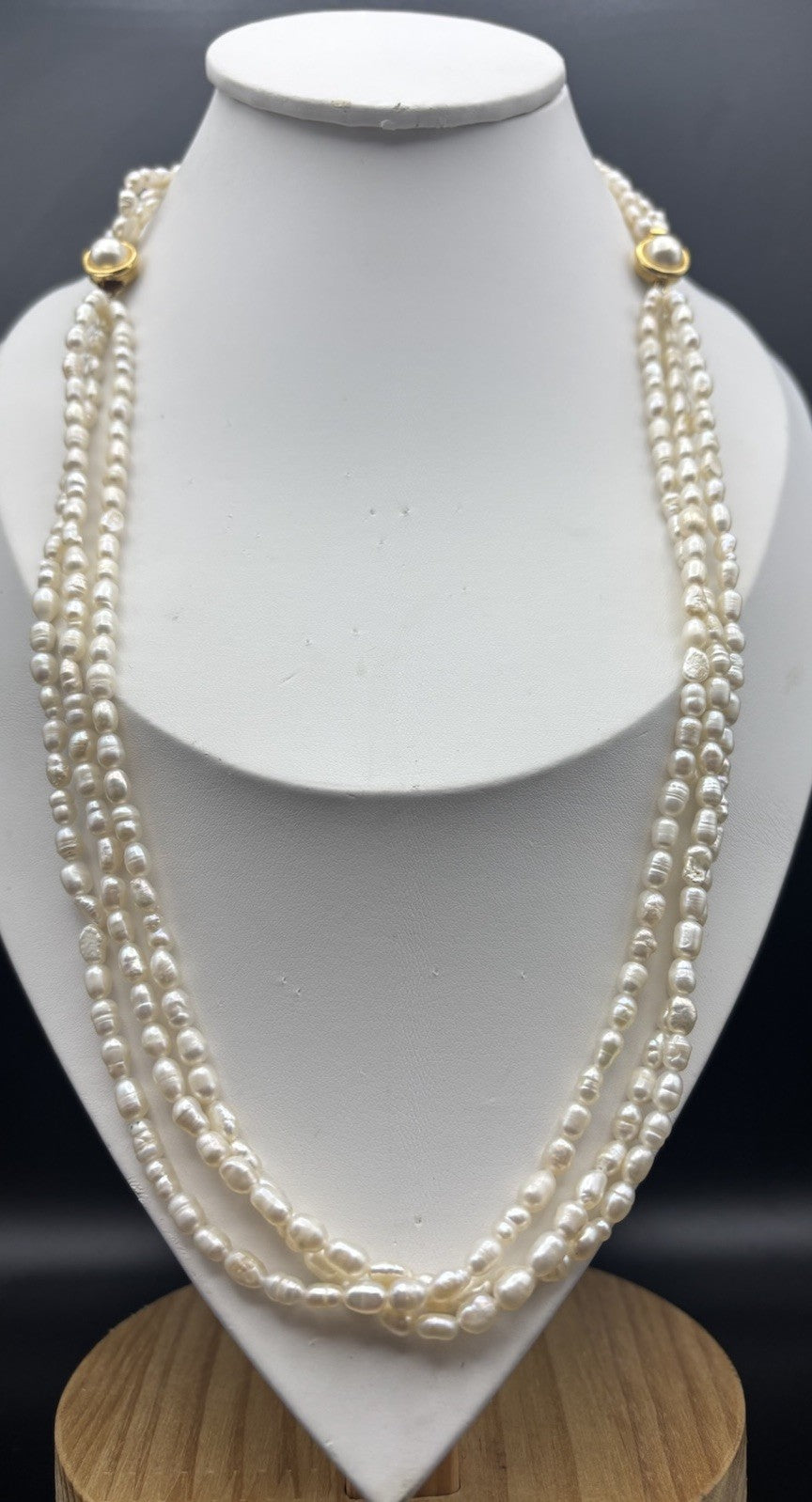 Elegant Vintage Cultured Freshwater Pearl Necklace Bracelet Set Multi Strand