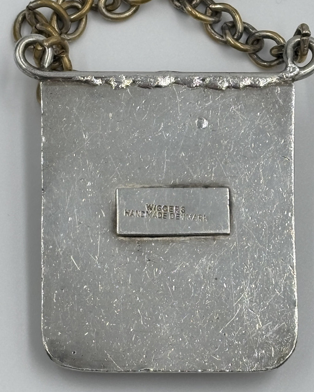Wiggers Denmark Sterling Silver Agate Pendant Necklace Scandinavian Modernist