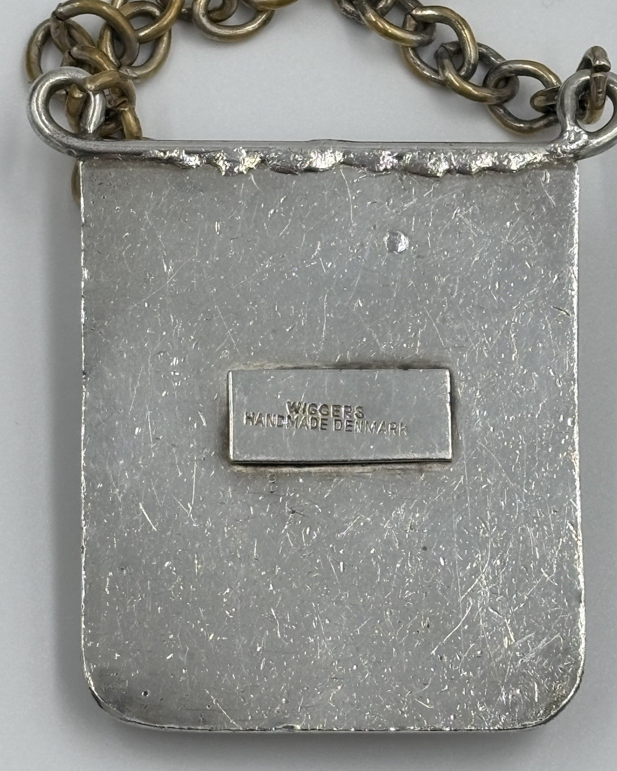 Wiggers Denmark Sterling Silver Agate Pendant Necklace Scandinavian Modernist