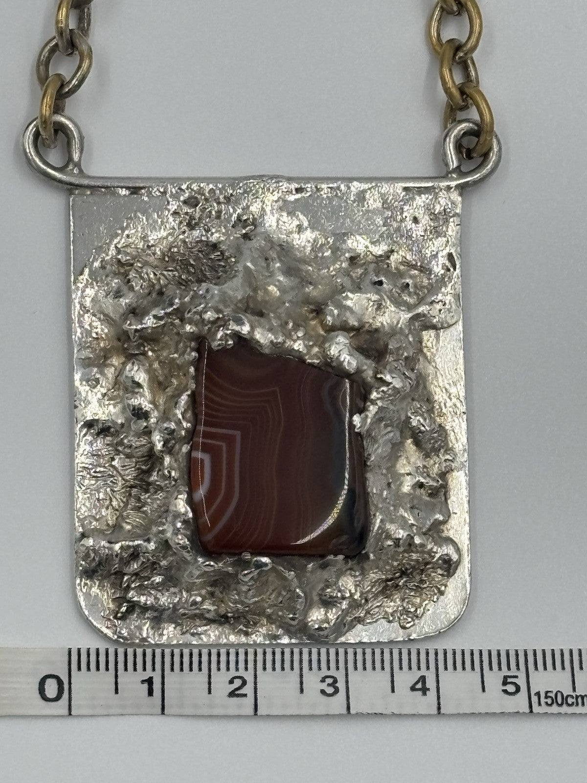 Wiggers Denmark Sterling Silver Agate Pendant Necklace Scandinavian Modernist