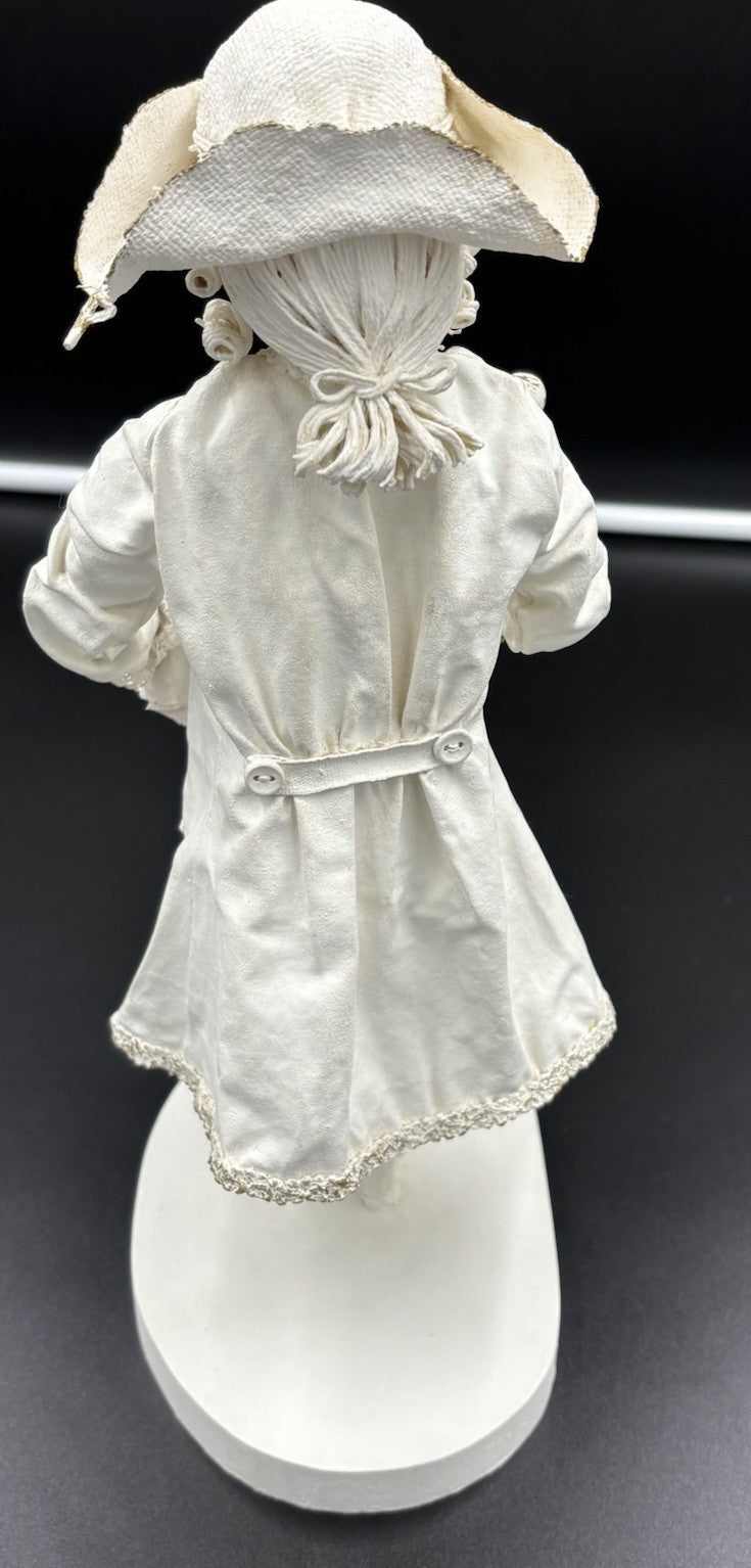 Vintage Handmade Rococo Fabric Figurine Mid-Century Artisan Sculpture