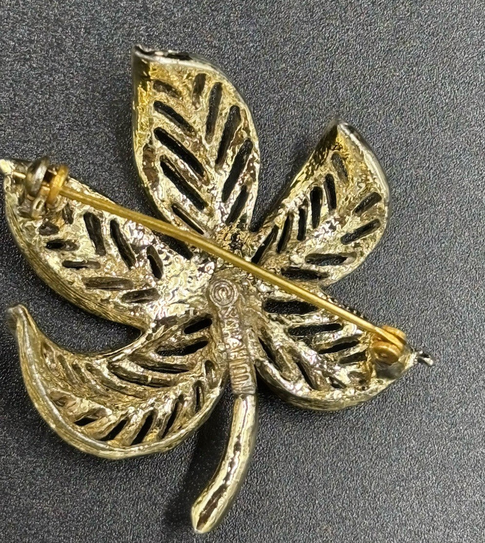 Vintage Sarah Coventry Signed Gold Tone Leaf Brooch