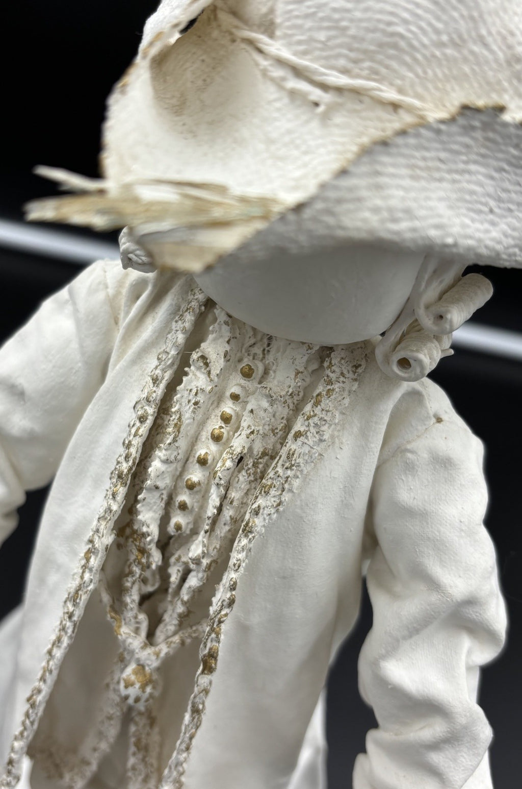 Vintage Handmade Rococo Fabric Figurine Mid-Century Artisan Sculpture