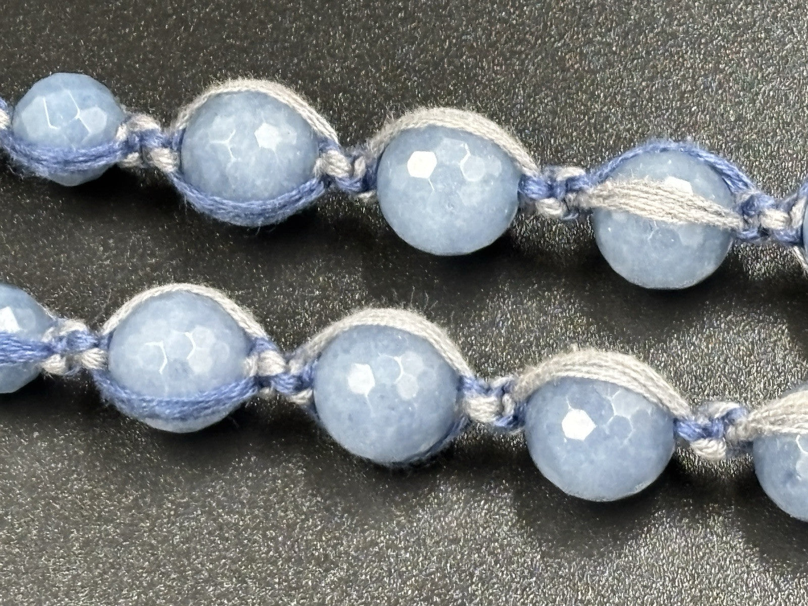 Chan Luu Signed Sterling Silver Blue Lace Agate Quartz Tassel Beaded Necklace
