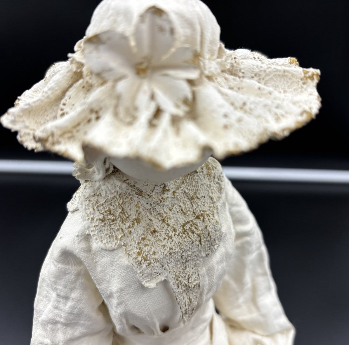 Vintage Victorian Lady Doll Figurine Handmade Cloth Fabric Lace Collectible
