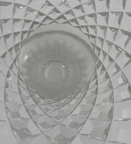 Stuart Crystal England Pedestal Bowl 21cm Diamond Cut Starburst Vintage Glass