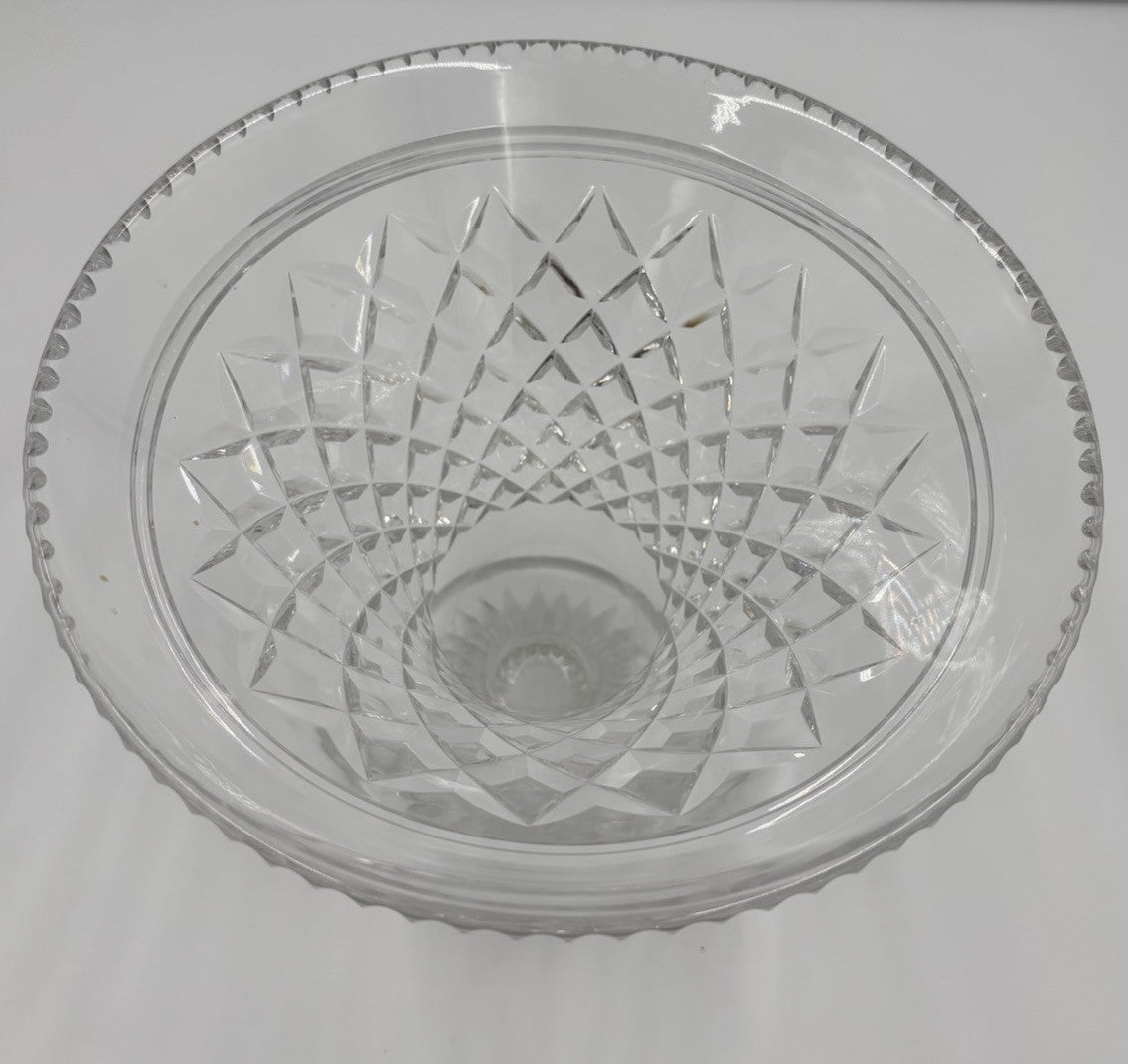 Stuart Crystal England Pedestal Bowl 21cm Diamond Cut Starburst Vintage Glass