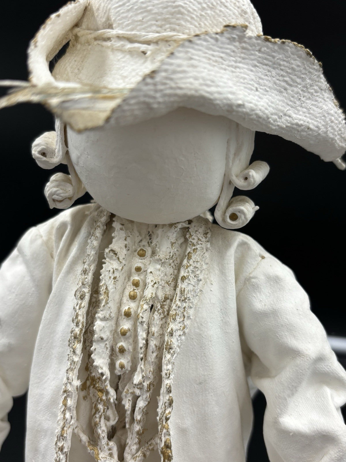 Vintage Handmade Rococo Fabric Figurine Mid-Century Artisan Sculpture
