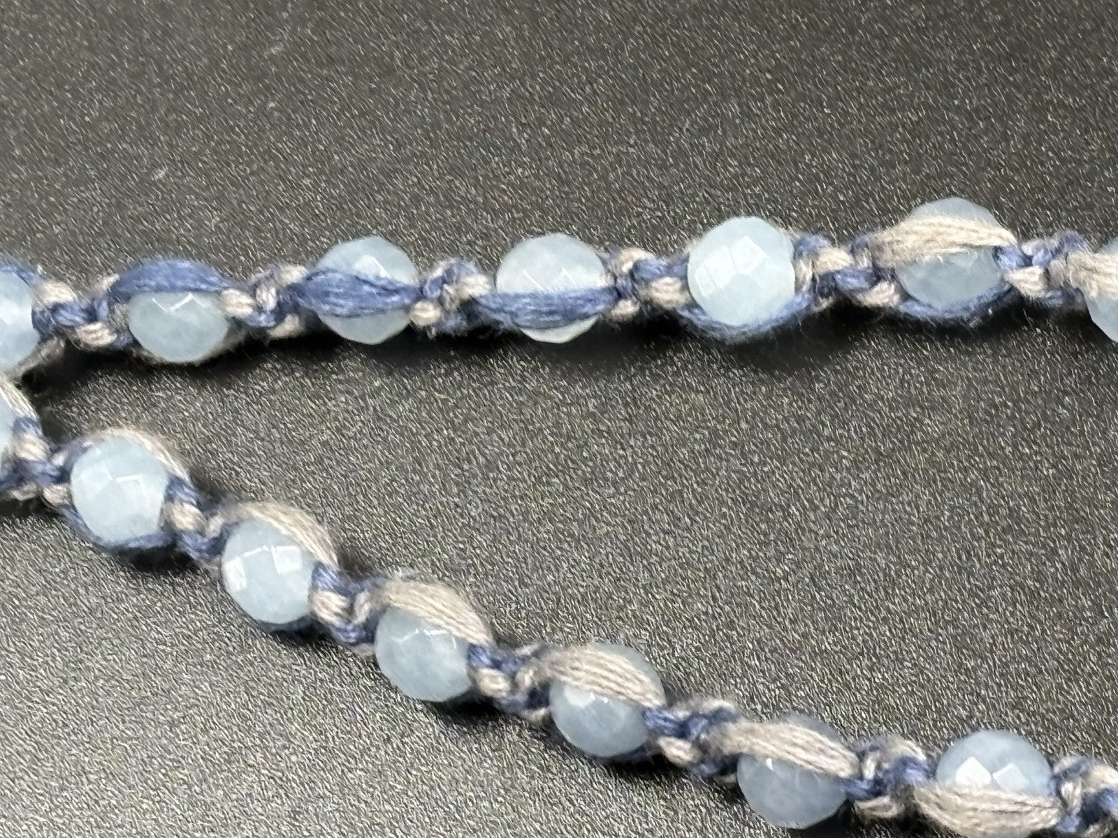 Chan Luu Signed Sterling Silver Blue Lace Agate Quartz Tassel Beaded Necklace