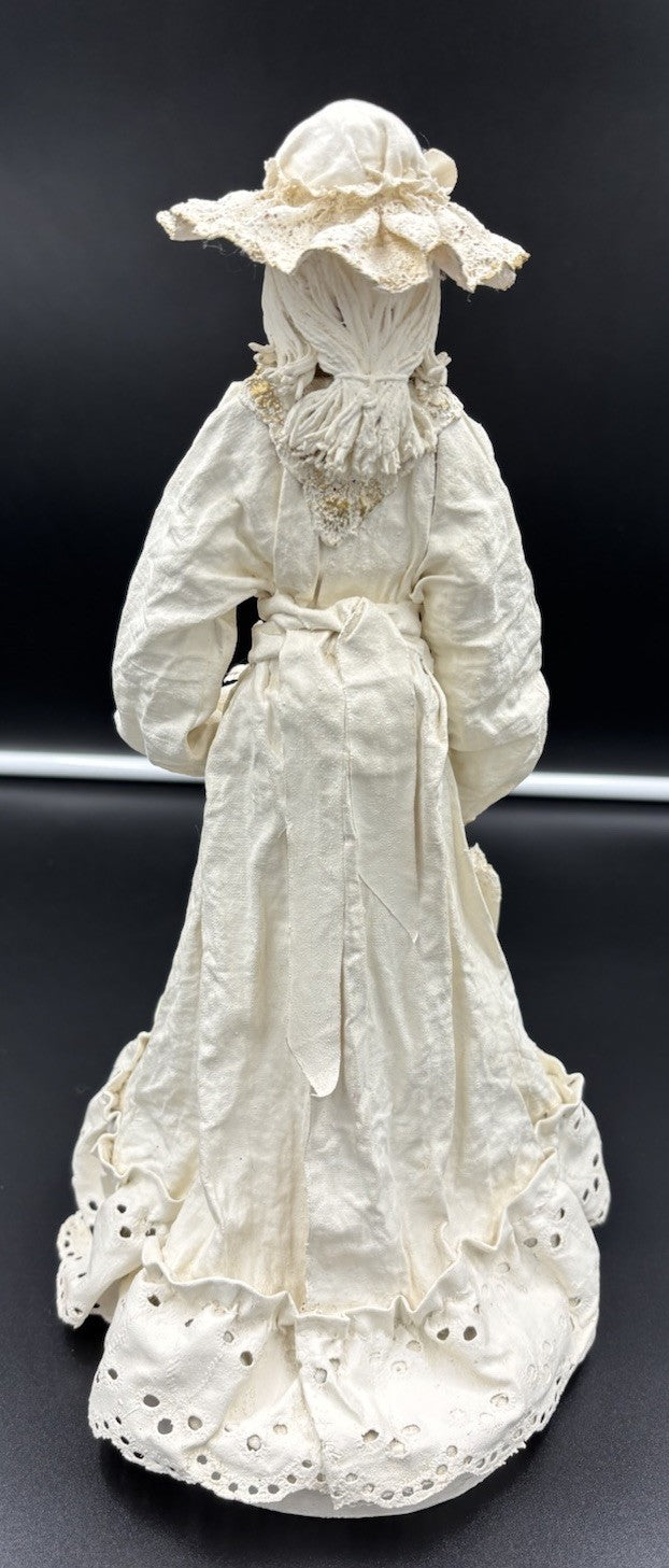 Vintage Victorian Lady Doll Figurine Handmade Cloth Fabric Lace Collectible