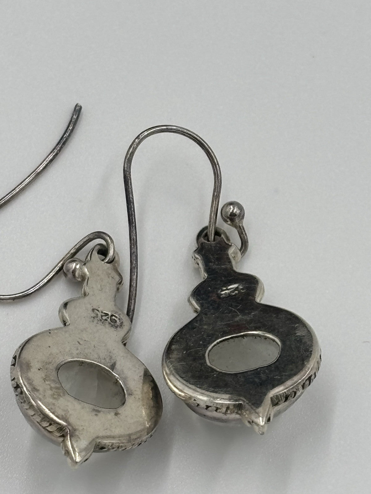 Vintage Sterling Silver Moonstone Earrings Boho Gypsy Artisan 925 Drop Dangle