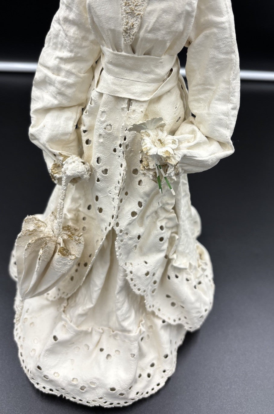 Vintage Victorian Lady Doll Figurine Handmade Cloth Fabric Lace Collectible