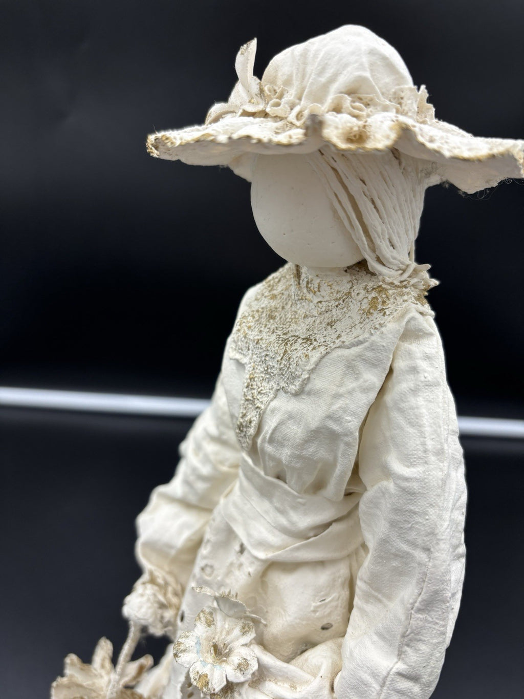 Vintage Victorian Lady Doll Figurine Handmade Cloth Fabric Lace Collectible