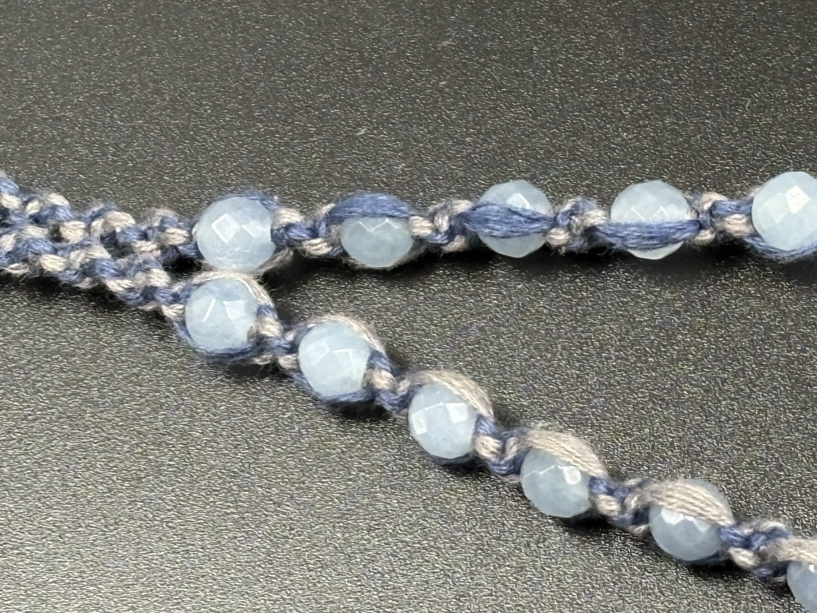 Chan Luu Signed Sterling Silver Blue Lace Agate Quartz Tassel Beaded Necklace