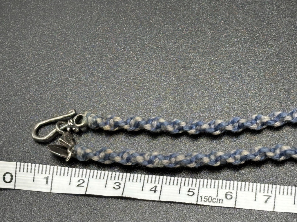 Chan Luu Signed Sterling Silver Blue Lace Agate Quartz Tassel Beaded Necklace