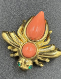 Joan Rivers Coral Tone Beetle Brooch Gold Tone Figural Insect Pin
