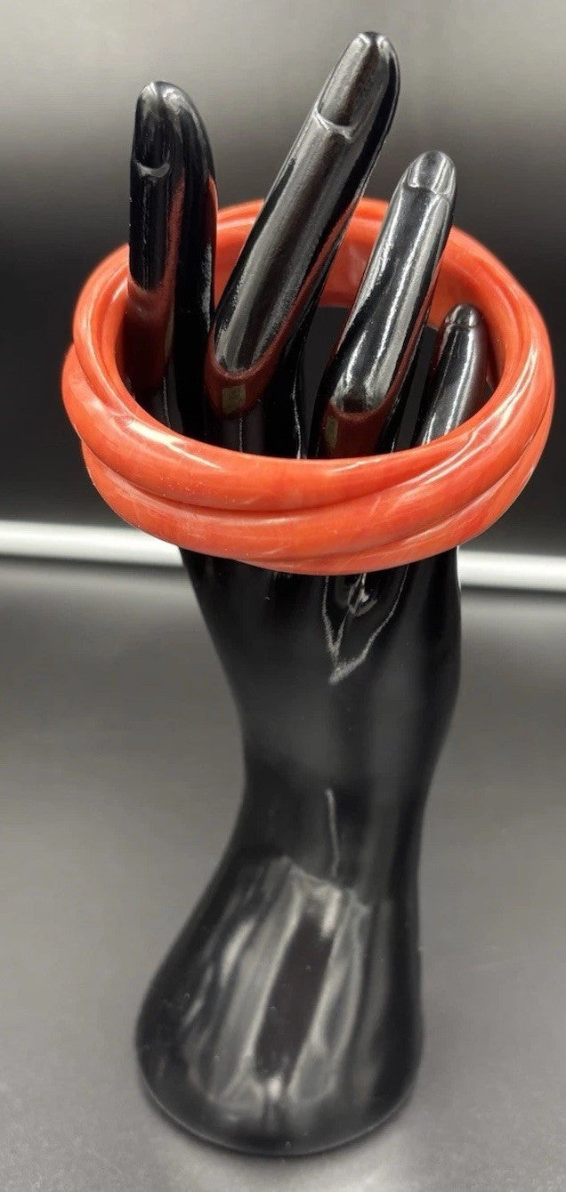 Vintage Western Germany Faux Coral Twist Bangle 1950s Thermoset Plastic