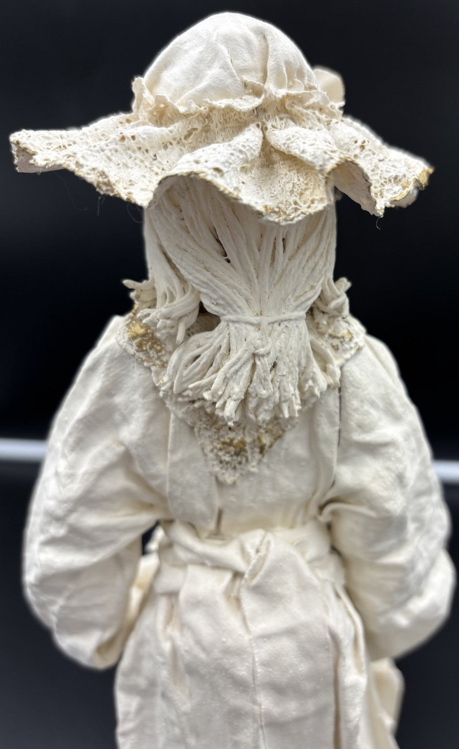 Vintage Victorian Lady Doll Figurine Handmade Cloth Fabric Lace Collectible
